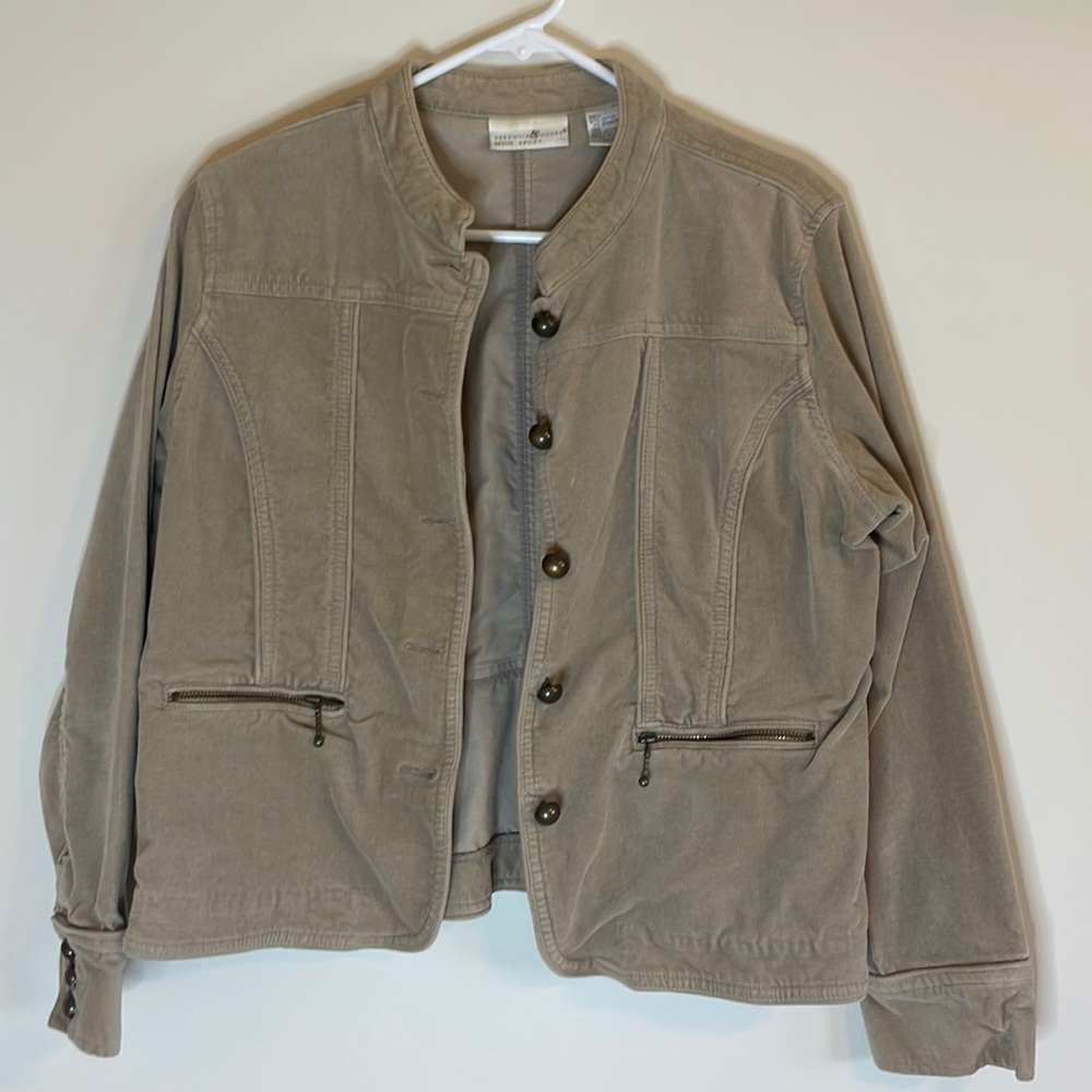 Preswick & Moore Womens 14 Petite 14P Tan Corduroy Button Jacket
